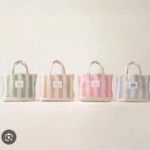 Summer Fridays Mini Canvas Tote in Beige Stripe